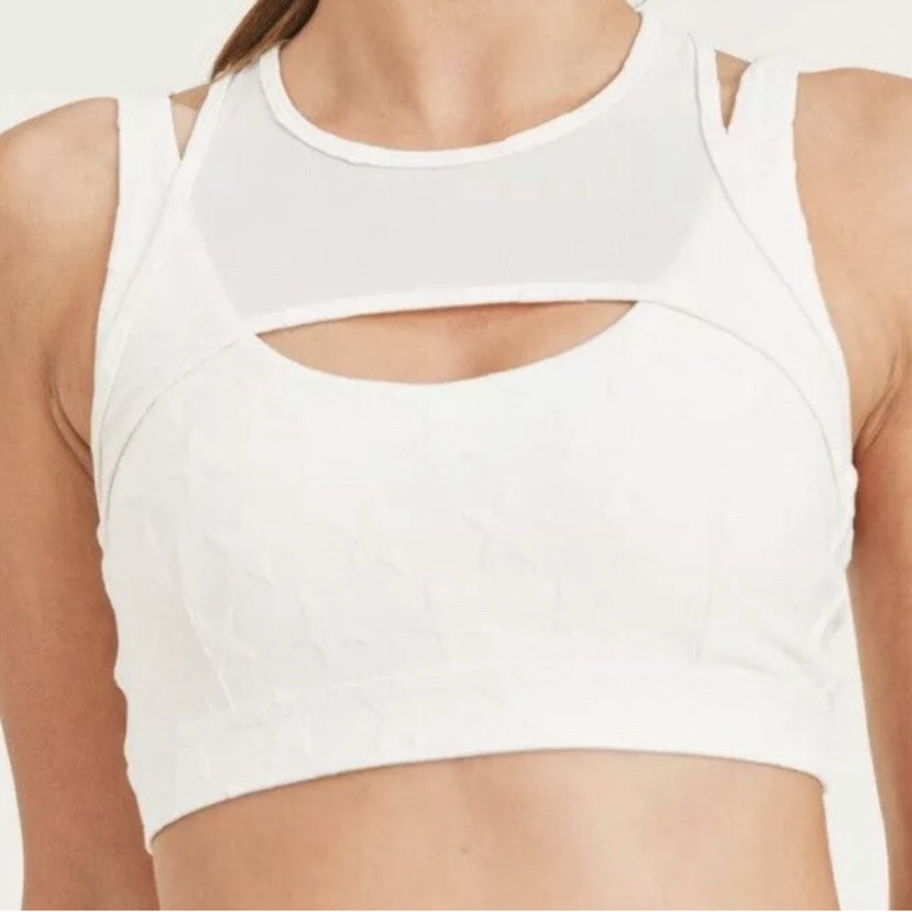 Coro White Mesh Cutout Sports Bralette
